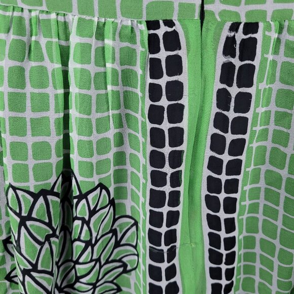 Anna Sui Anthropologie Green 100% Silk Sleeveless Lined Midi Dress 12 *defects - Picture 8 of 15